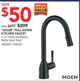 Lowe's Moen "adler" pull-down kitchen faucet offer