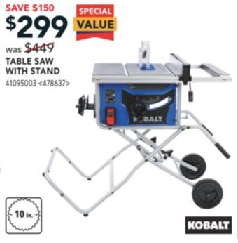 Lowe's Kobalt table saw with stand offer