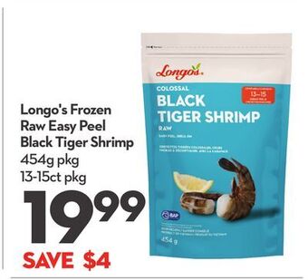 Longo's Longo's frozen raw easy peel black tiger shrimp offer