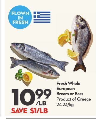 Longo's Fresh whole european bream or bass offer