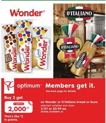Loblaws Wonder or d'italiano bread or buns offer