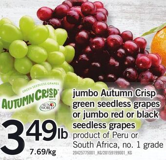 Fortinos Jumbo autumn crisp green seedless grapes or jumbo red or black seedless grapes offer