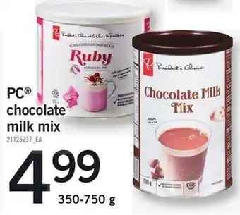 Fortinos Pc® chocolate milk mix, 350-750 g offer
