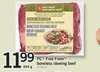 Fortinos Pc® free from® boneless stewing beef, 454 g offer