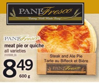 Fortinos Meat pie or quiche, 600 g offer