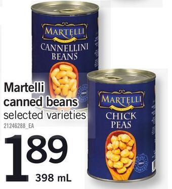 Fortinos Martelli canned beans, 398 ml offer