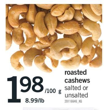 Fortinos Roasted cashews offer