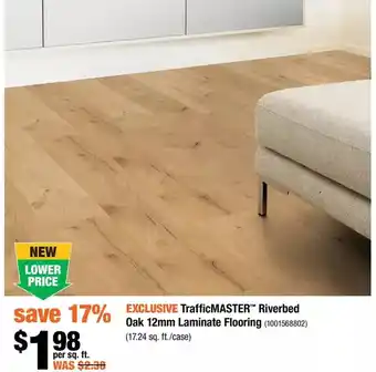 Home Depot Trafficmaster riverbed oak 12mm laminate flooring offer