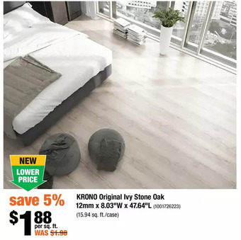 Home Depot Krono original ivy stone oak 12mm x 8.03"w x 47.64"l offer