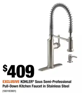 Home Depot Kohler sous semi-professional pull-down kitchen faucet in stainless steel offer