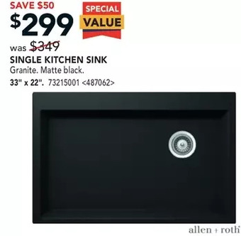 Lowe's Allen + roth single kitchen sink offer