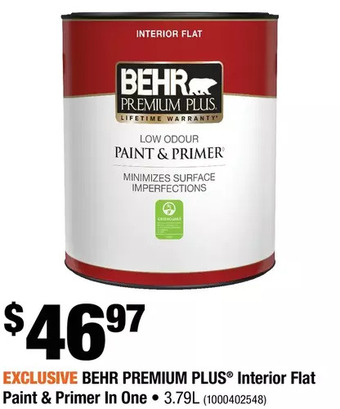 Home Depot Behr premium plus interior flat paint & primer in one offer