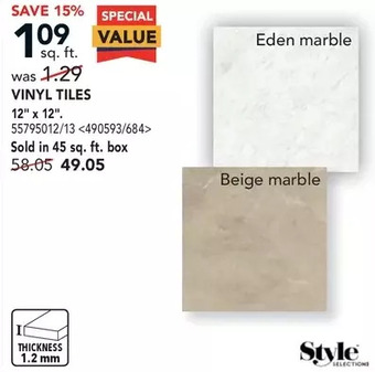 Lowe's Style selections vinyl tiles offer