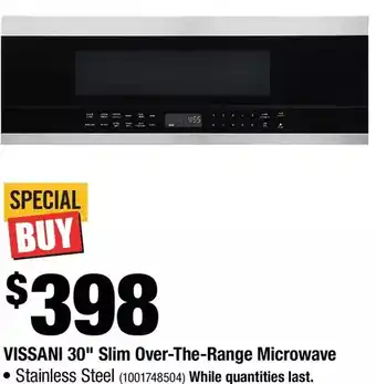 Vissani 30" slim over-the-range microwave