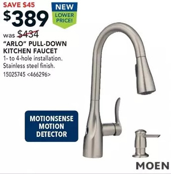 RONA Moen "arlo" pull-down kitchen faucet offer