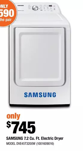Home Depot Samsung 7.2 cu. ft. electric dryer offer