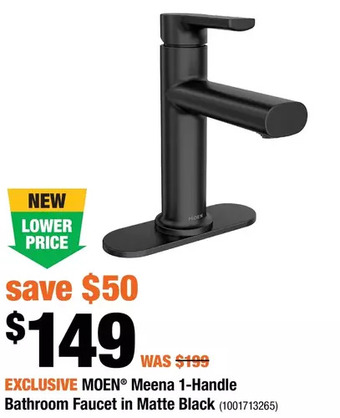 Home Depot Moen meena 1-handle bathroom faucet in matte black offer