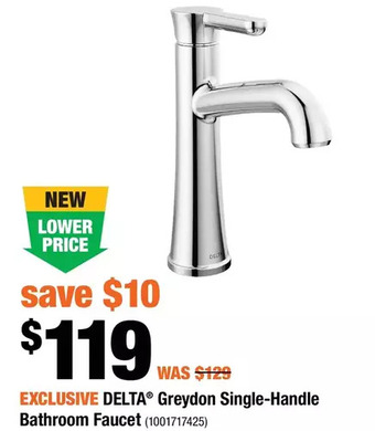 Home Depot Delta greydon single-handle bathroom faucet offer