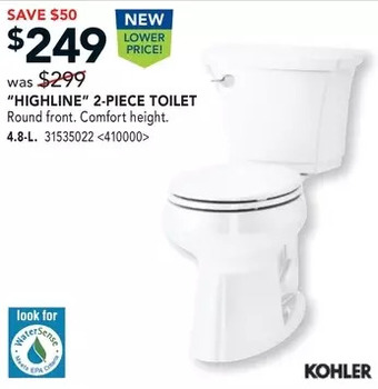 RONA Kohler "highline" 2-piece toilet offer
