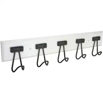 Home Depot Stylewell 27" white coat rack with 5 black hooks offer