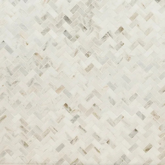 Home Depot 1" x 2" bianco calido herringbone mosaic offer