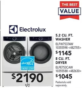 Lowe's Electrolux 5.2 cu. ft. washer | 8 cu. ft. dryer offer