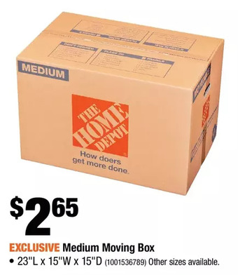 Home Depot Medium moving box offer