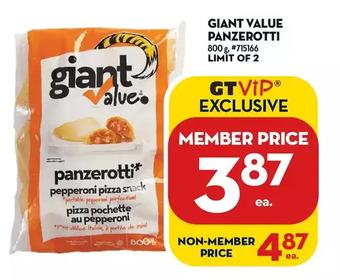 Giant Tiger Giant value panzerotti offer