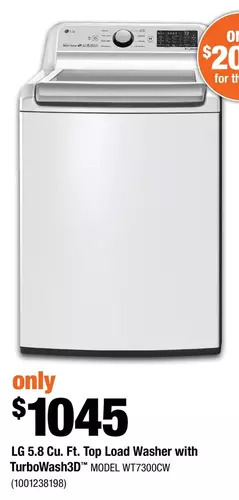 Home Depot Lg 5.8 cu. ft. top load washer with turbowash3d offer