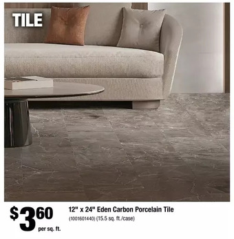 Home Depot 12" x 24" eden carbon porcelain tile offer