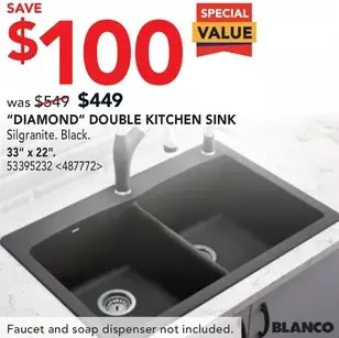 Lowe's Blanco "diamond" double kitchen sink offer