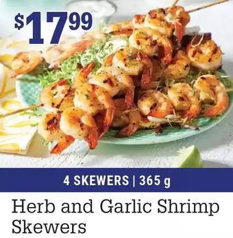 M & M Food Market Herb and garlic shrimp skewers offer