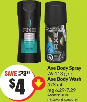 FreshCo Axe body spray or axe body wash offer