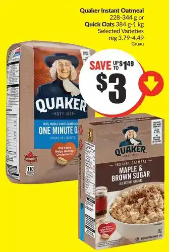 FreshCo Quaker instant oatmeal or quick oats offer