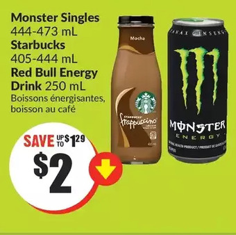 FreshCo Monster singles | starbucks | red bull energy drink offer