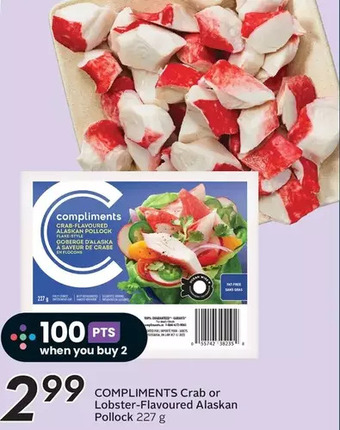 Sobeys Compliments crab or lobster-flavoured alaskan pollock offer