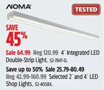 Canadian Tire Noma 4' integrated led double strip-light | 2' and 4' led shop lights offer