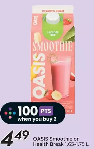 Sobeys Oasis smoothie or health break offer