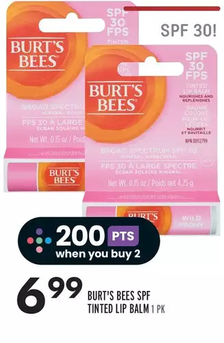 Sobeys Burt's bees spf tinted lip balm offer