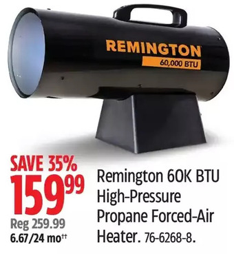 Canadian Tire Remington 60k btu high-pressure propane forced-air heater offer