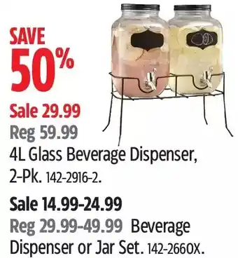 Canadian Tire 4l glass beverage dispenser | beverage dispenser or jar set offer