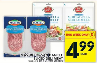 Food Basics Mastro or san daniele sliced deli meat offer