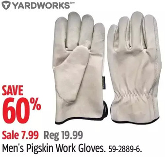 Canadian Tire Yardworks men's pigskin work gloves offer
