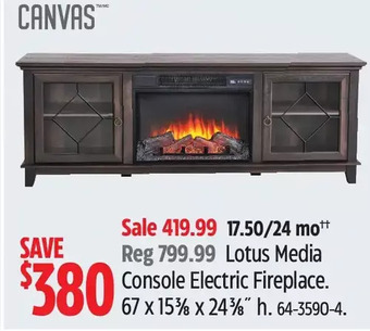 Canadian Tire Canvas lotus media console electric fireplace offer