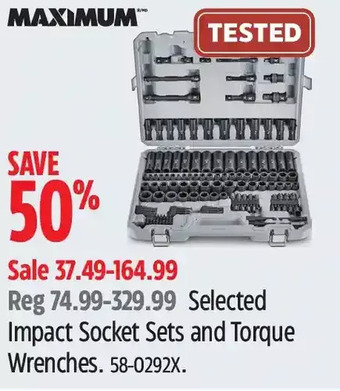 Canadian Tire Maximum impact socket sets and torque wrenches offer