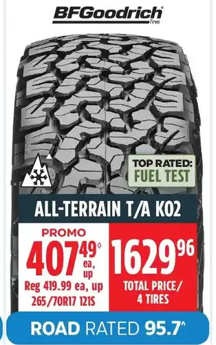 Canadian Tire Bfgoodrich all-terrain t/a ko2 tires offer