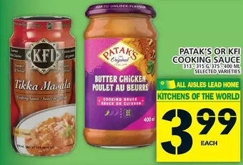 Food Basics Patak's or kfi cooking sauce offer
