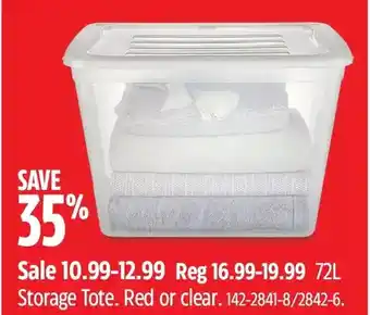 Canadian Tire 72l storage tote offer