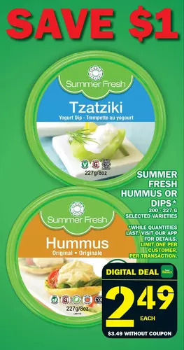 Food Basics Summer fresh hummus or dips offer