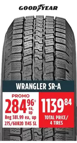 Canadian Tire Good year wrangler sr-a tires offer